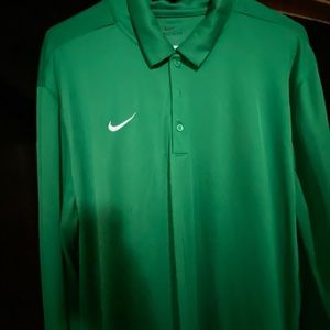 Nike dri fit Kelly green long sleeve polo xl